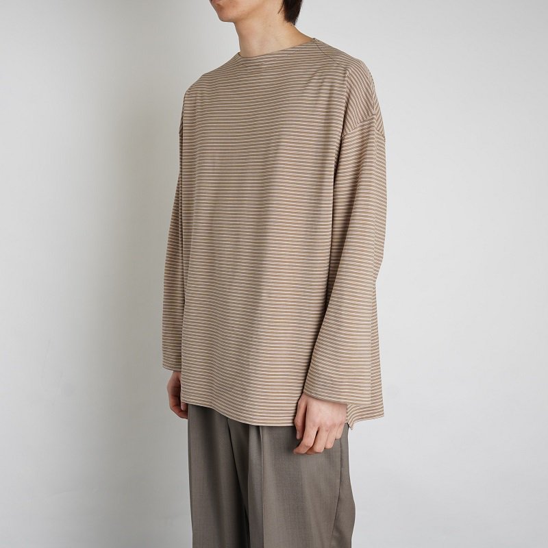 【KAPTAIN SUNSHINE キャプテンサンシャイン】 Hard Twisted Border Jersey Boatneck L/S TEE  / KHAKI BORDER- Avelia ONLINE STORE