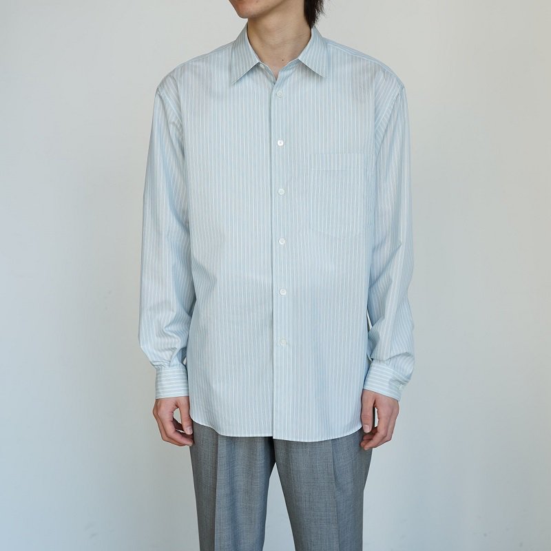 AURALEE オーラリー】 FINX POLYESTER STRIPE SHIRT / LIGHT BLUE