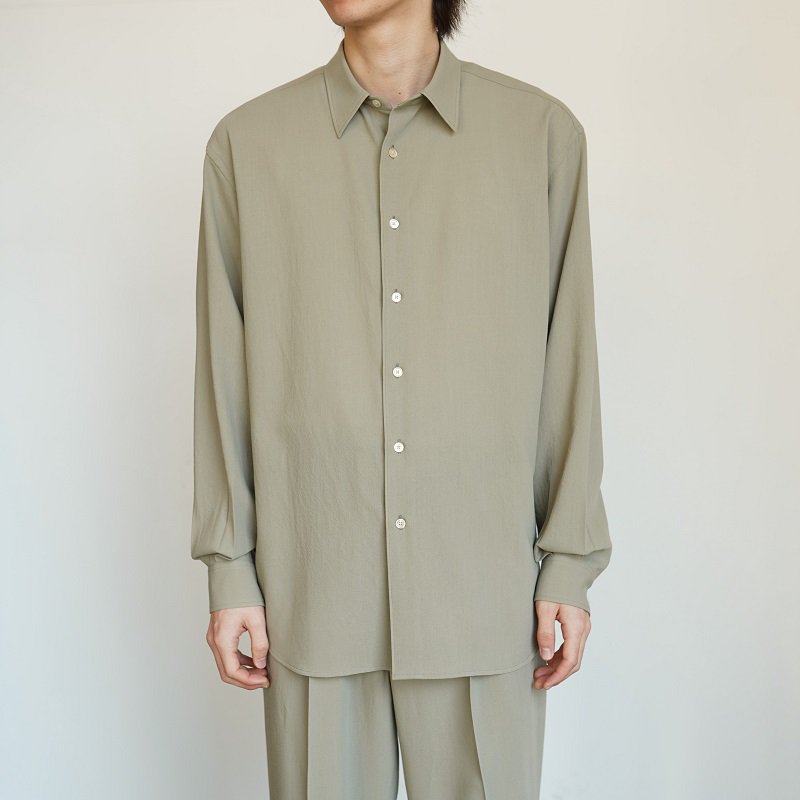 AURALEE オーラリー】 HARD TWIST WOOL VIYELLA SHIRT / LIGHT KHAKI