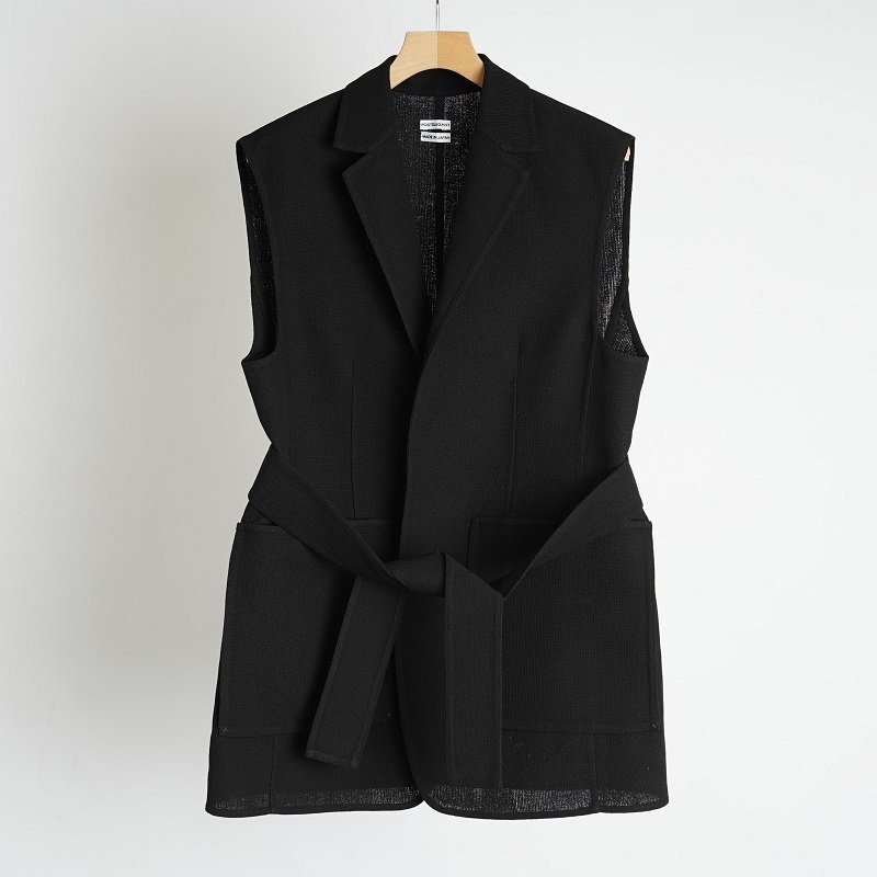 POSTELEGANT ݥƥ쥬ȡ Washi Paper Wool Rever Vest / BLACK