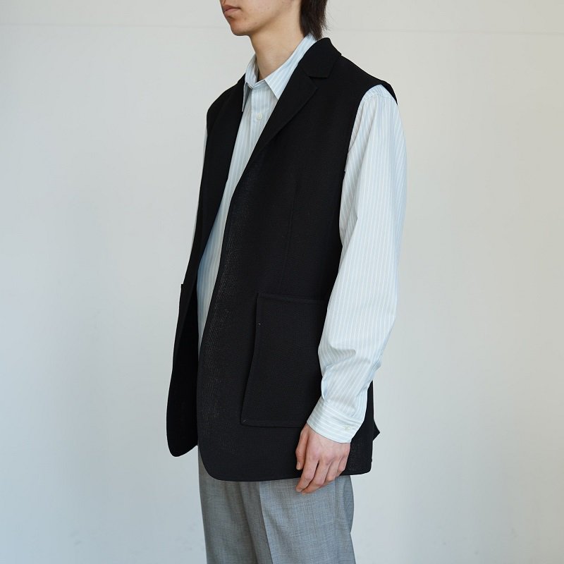 POSTELEGANT ݥƥ쥬ȡ Washi Paper Wool Rever Vest / BLACK