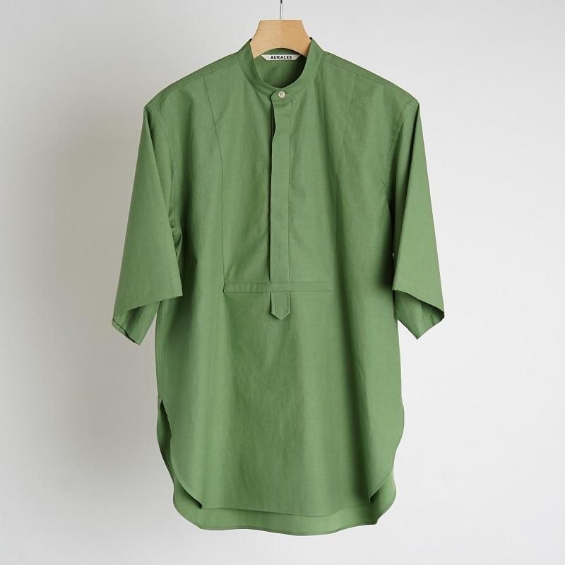 【AURALEE オーラリー】 WASHED FINX TWILL HALF SLEEVED P/O SHIRT -WOMEN-/ GREEN -  Avelia ONLINE STORE