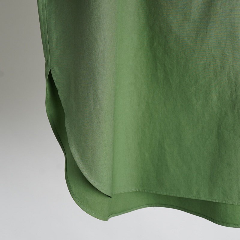 【AURALEE オーラリー】 WASHED FINX TWILL HALF SLEEVED P/O SHIRT -WOMEN-/ GREEN -  Avelia ONLINE STORE