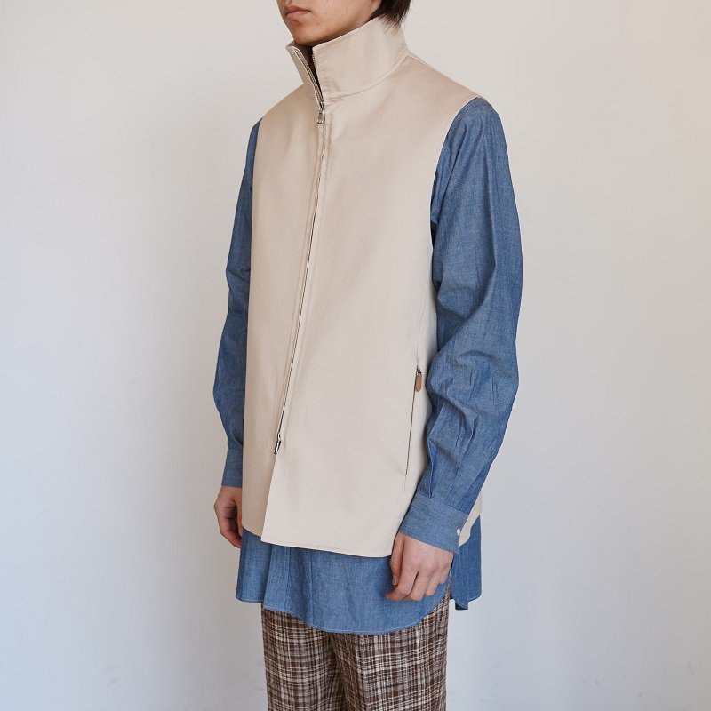 【MAATEE＆SONS マーティーアンドサンズ】 COTTON REVER ZIP UP VEST / OYSTER WHITE - Avelia  ONLINE STORE