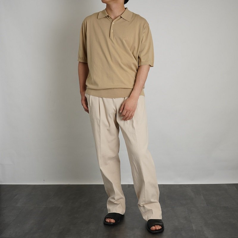 AURALEE オーラリー】 SUPER HIGH GAUGE COTTON KNIT POLO / BEIGE