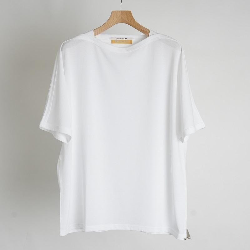 【ANSNAM Riverrun アンスナム リヴァーラン】 BOAT NECK T-SHIRT / WHITE