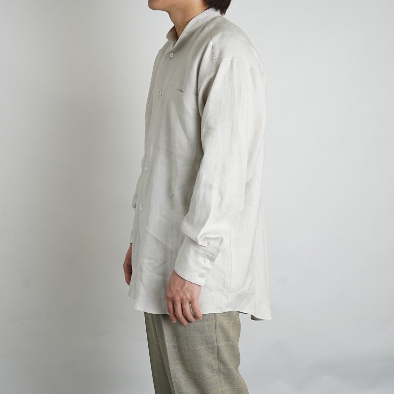 POSTELEGANT ポステレガント】 Linen Silk Shirt / LIGHT GREIGE