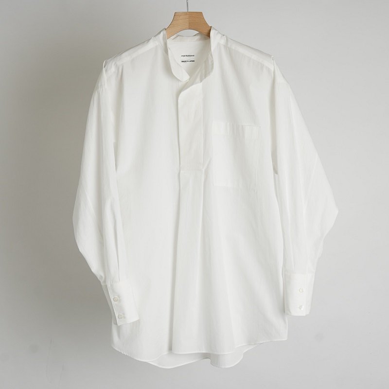【23SS】【POSTELEGANT ポステレガント】 Fine Cotton Pull-Over Shirt / WHITE