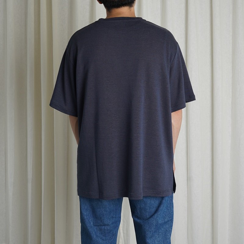 【WIRROW ウィロウ】 LINEN COTTON HALF SLEEVE CUT＆SEWN / DUSTY NAVY - Avelia  ONLINE STORE