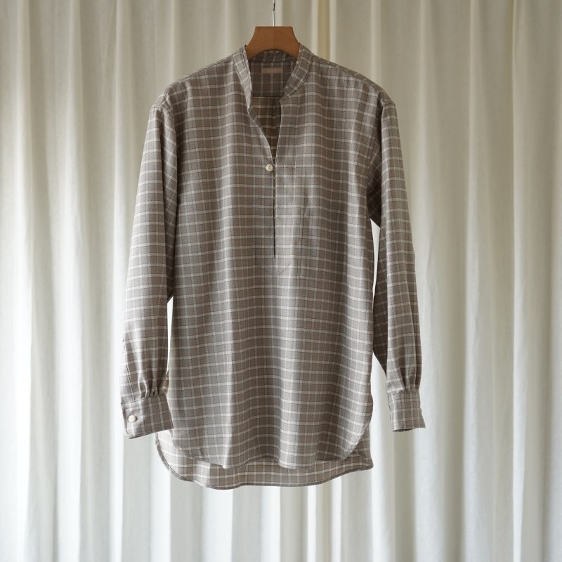 【23AW】 【ULTERIOR アルテリア】CHECKED WOOL FLANNEL B/C PULLOVER SHIRT / BEIGE
