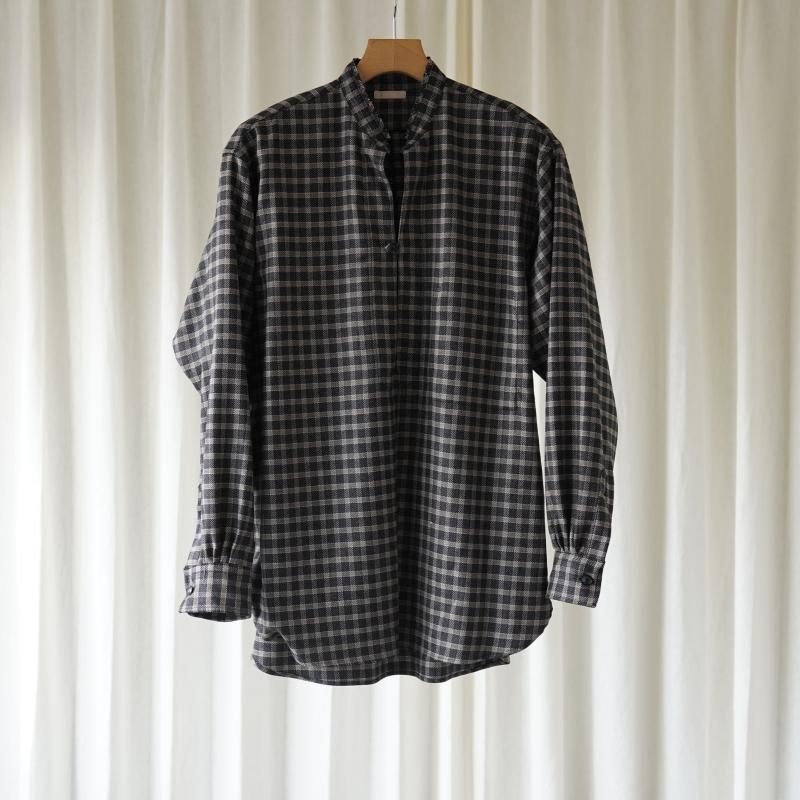 23AW ULTERIOR ƥꥢCHECKED WOOL FLANNEL B/C PULLOVER SHIRT / NAVY
