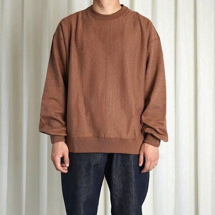 ULTERIOR ƥꥢ FADED SILKY TERRY RW SWEAT SHIRT / MELANGE BROWN

