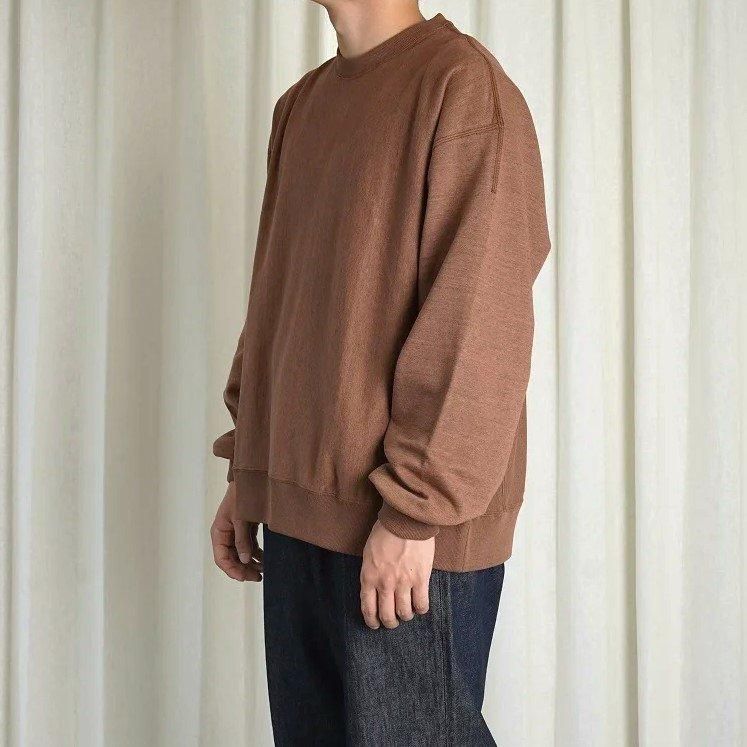 ULTERIOR ƥꥢ FADED SILKY TERRY RW SWEAT SHIRT / MELANGE BROWN
