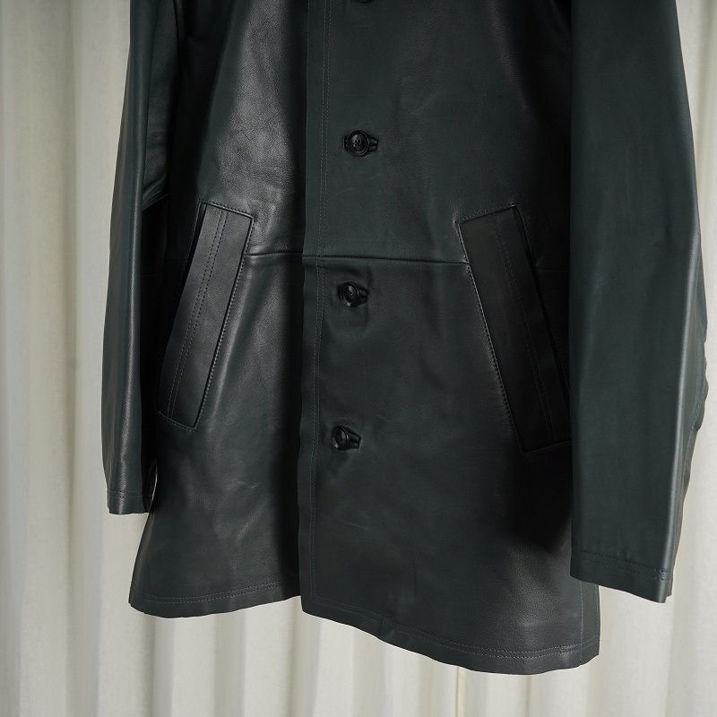 日本限定 yoke cut-off [WHITE] leather LEATHER car UNNECESSARY coat