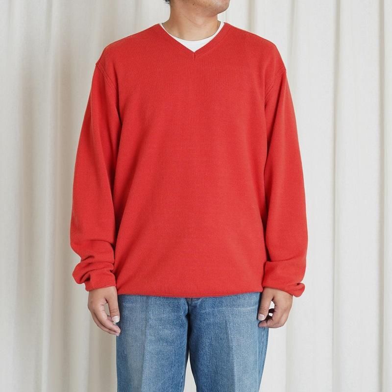 AURALEE オーラリー】 FELTED WOOL KNIT V-NECK P/O / RED ORANGE