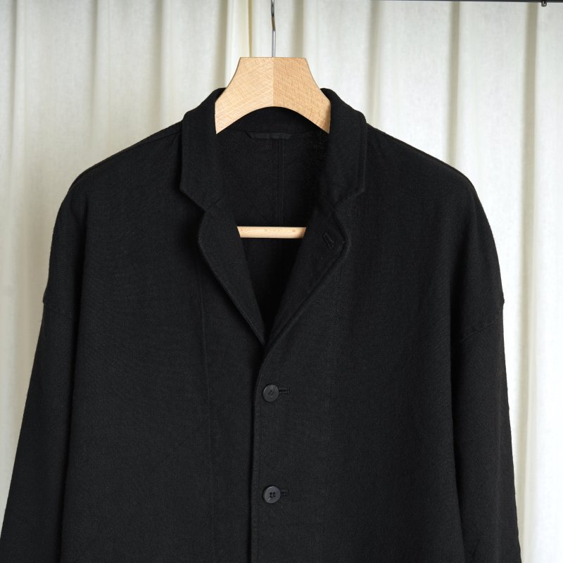 23AWۡCale   LINEN WOOL COVER ALL JACKET / BLACK