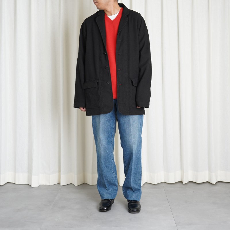 【23AW】【Cale カル】 LINEN WOOL COVER ALL JACKET / BLACK - Avelia ONLINE STORE