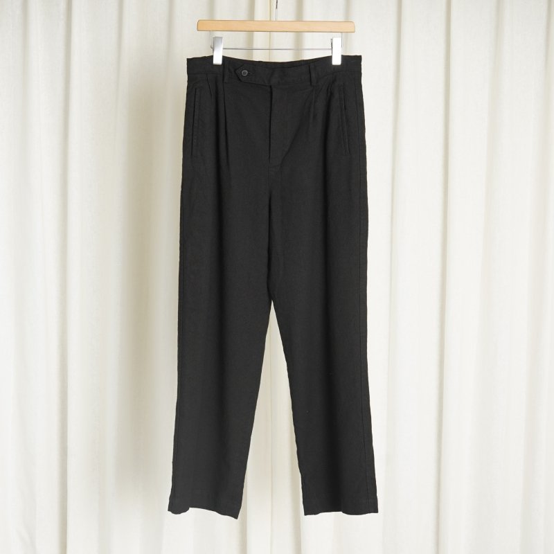 【23AW】【Cale カル】  LINEN WOOL 2TUCK TROUSERS / BLACK