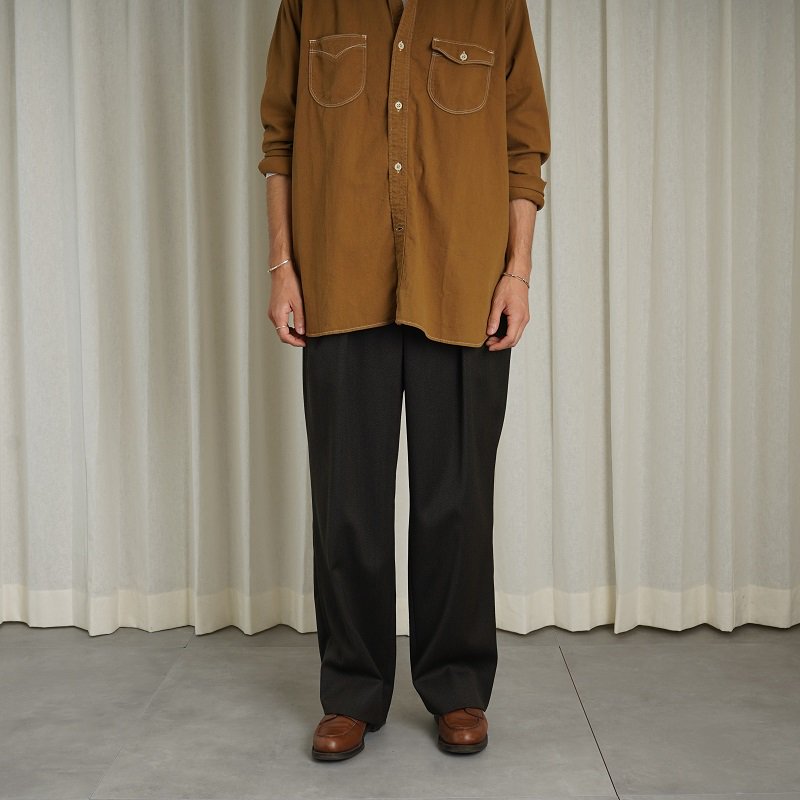 ULTERIOR アルテリア】MELANGE WOOL GABARDINE WIDE TROUSERS