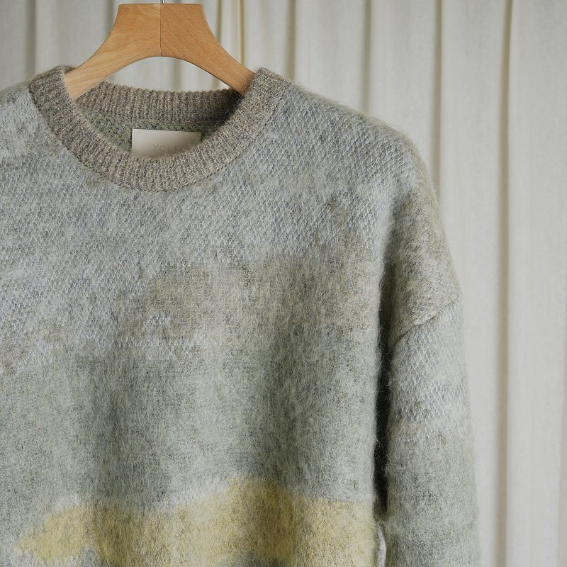 【YOKE ヨーク】 LANDSCAPE MOHAIR JACQUARD CREWNECK SWEATER / GRAY - Avelia  Online Store