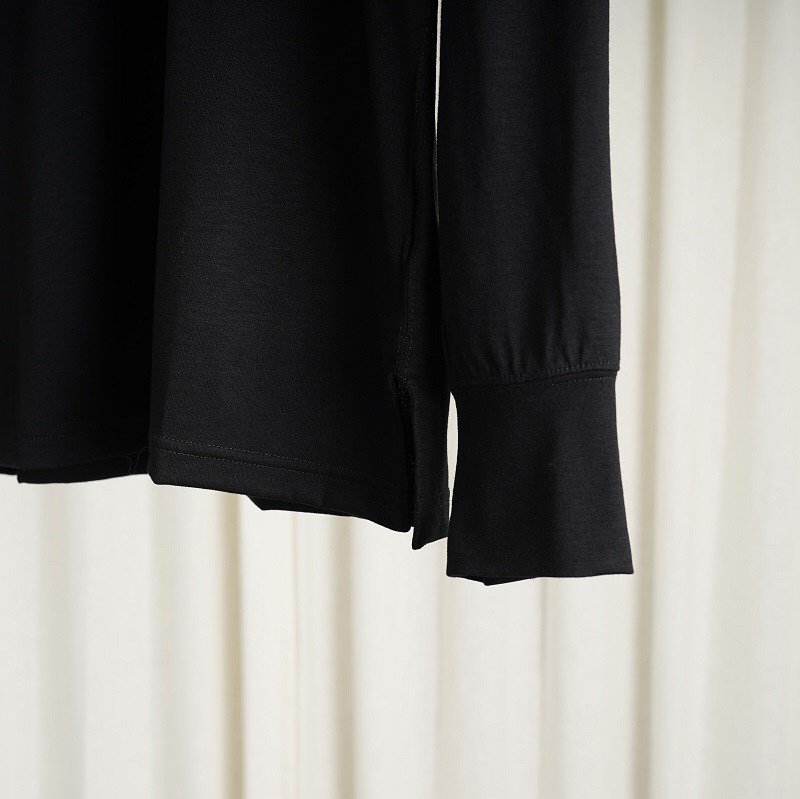 【MAATEE＆SONS マーティーアンドサンズ】 【MAATEE＆SONS マーティーアンドサンズ】 綿紡WASHABLE WOOL HENRY  TEE / BLACK- Avelia ONLINE STORE