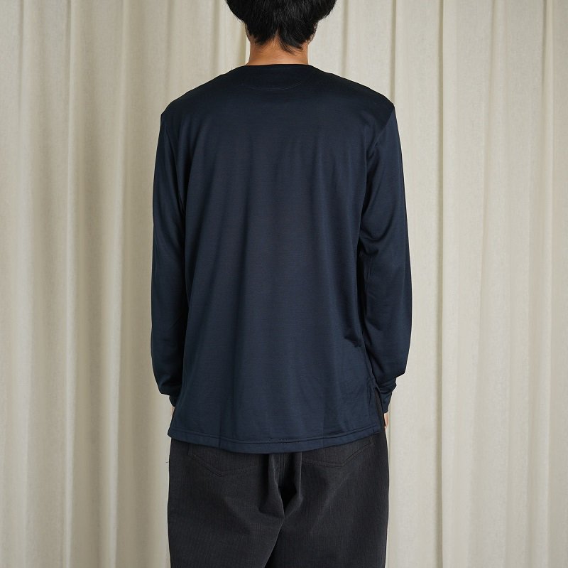 【MAATEE＆SONS マーティーアンドサンズ】 2/240 SILK PIQUE HENRY TEE / NAVY - Avelia ONLINE  STORE