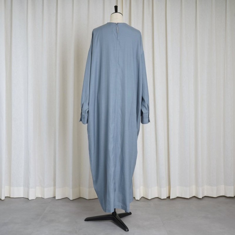  WIRROW  CUPRO COTTON CREW NECK DRESS -WOMEN- / ASH BLUE