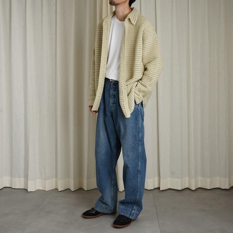 AURALEE オーラリー】 HAND CROCHET WOOL KNIT SHIRTS / LIGHT KHAKI 