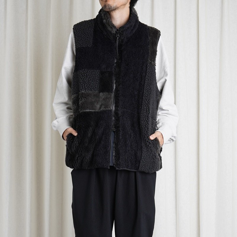 YOKE ヨーク】 JACQUARD BOA VEST / BLACK - Avelia Online Store