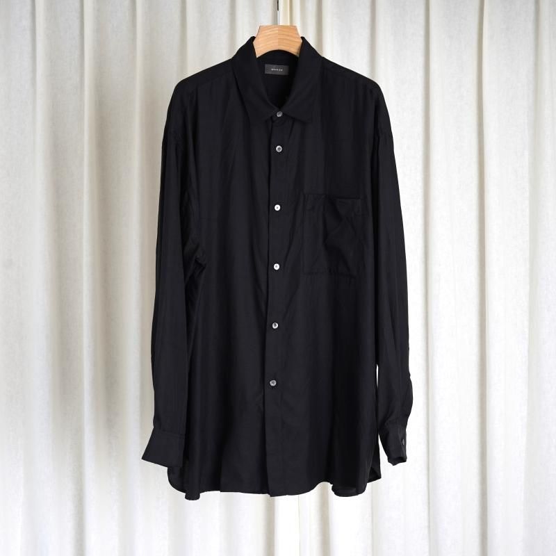 【WIRROW ウィロウ】 CUPRO COTTON REGULAR COLLAR SHIRT -UNISEX- / BLACK