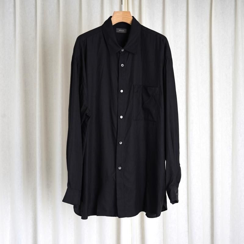 WIRROW  CUPRO COTTON REGULAR COLLAR SHIRT -UNISEX- / BLACK