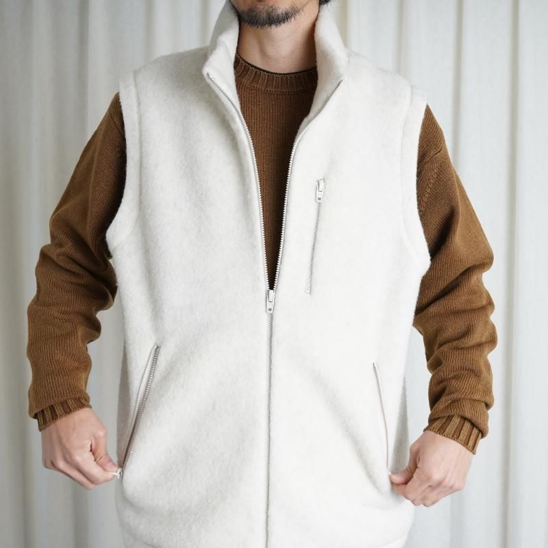 【YAECA ヤエカ】 WOOL FLEECE VEST / NATURAL LIGHT GRAY - Avelia ONLINE STORE