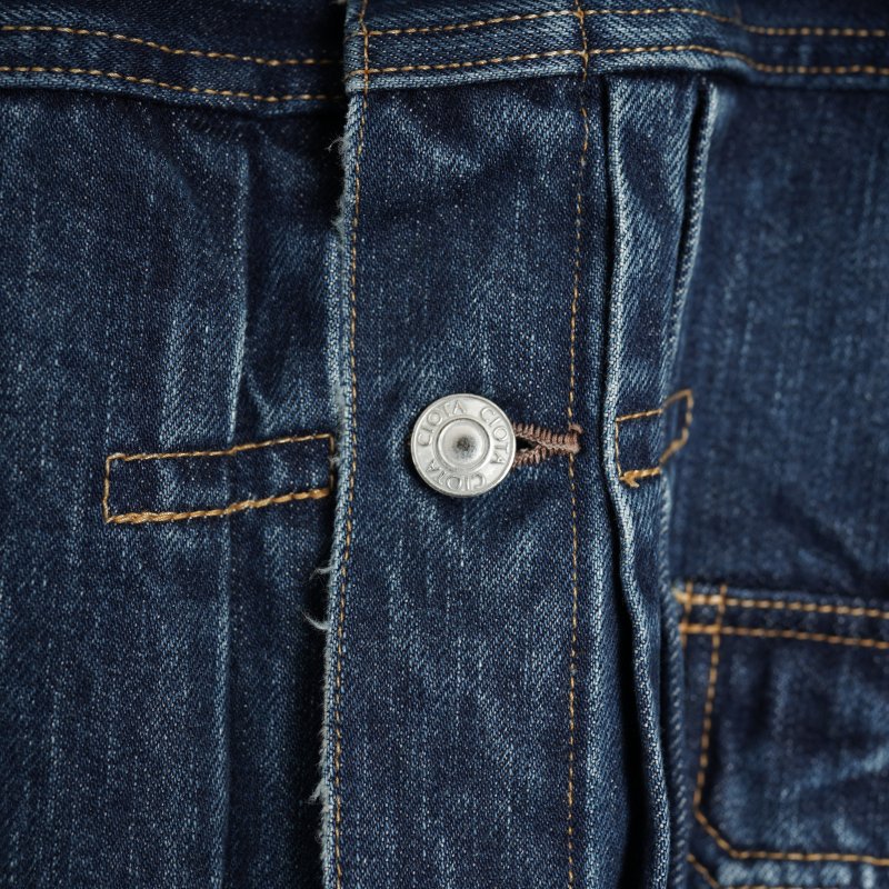 CIOTA  Single Pocket Denim Jacket / MEDIUM DARK BLUE DAMAGE