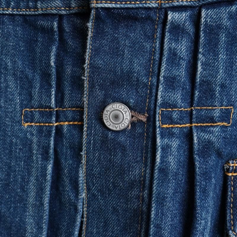 CIOTA  SINGLE POCKET DENIM JACKET / MEDIUM DARK BLUE DAMAGE