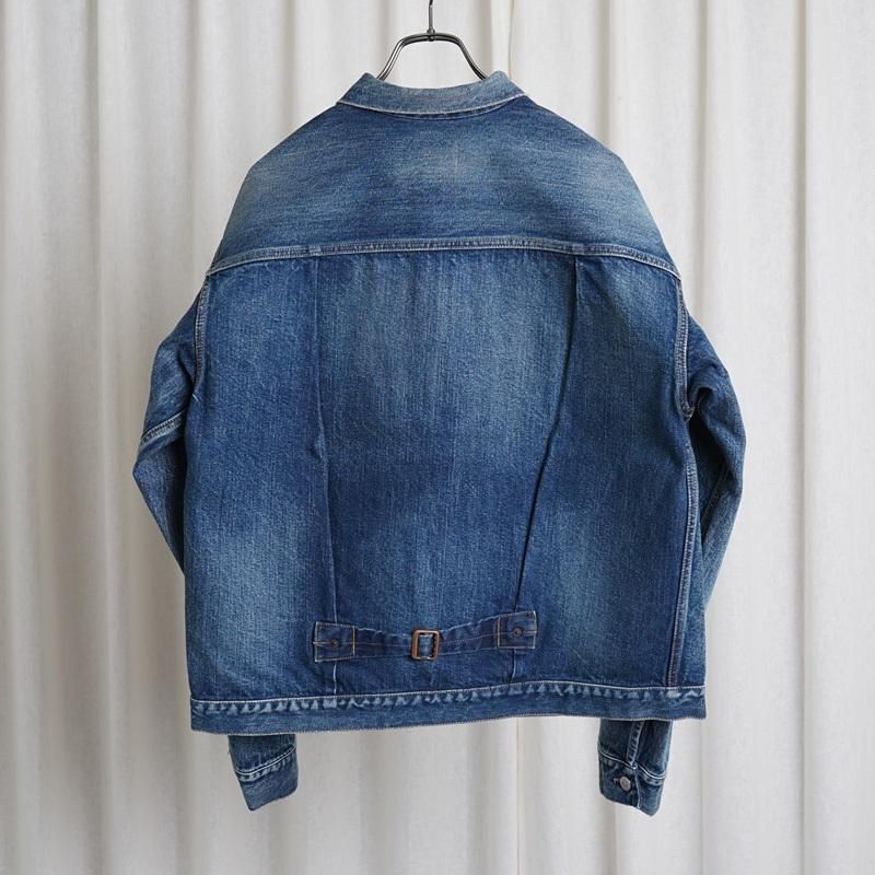 CIOTA  SINGLE POCKET DENIM JACKET / MEDIUM DARK BLUE DAMAGE