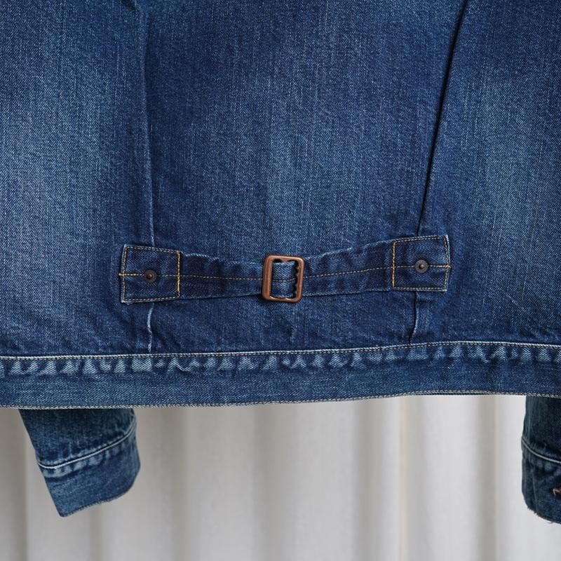 CIOTA  SINGLE POCKET DENIM JACKET / MEDIUM DARK BLUE DAMAGE