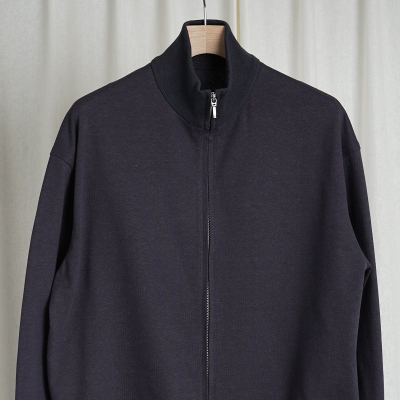 【Cale カル】 SUPIMA COTTON HEMP SWEAT ZIP BLOUSON / NAVY - Avelia ONLINE STORE