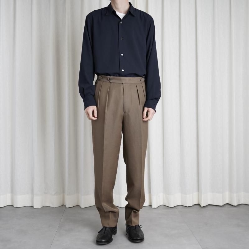 HEUGN 桼 AARON 2P TAPERD WOOL LINEN / BROWN