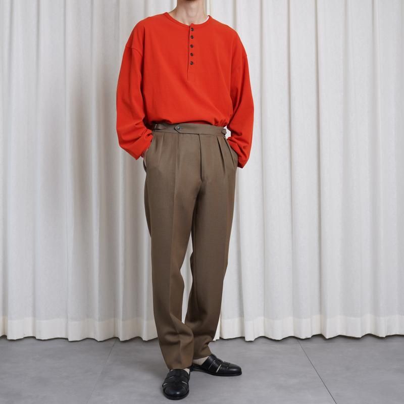 HEUGN 桼 AARON 2P TAPERD WOOL LINEN / BROWN