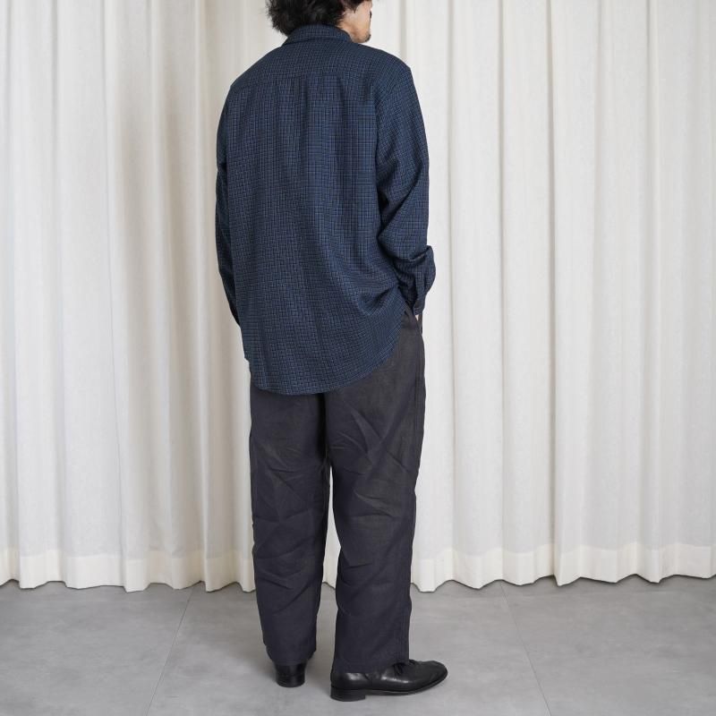 【美品】MITTAN 毛亜麻格子シャツ 濃紺格子 サイズ3 MITTAN ミッタン】 毛亜麻格子シャツ 大 / 濃紺格子 - Avelia