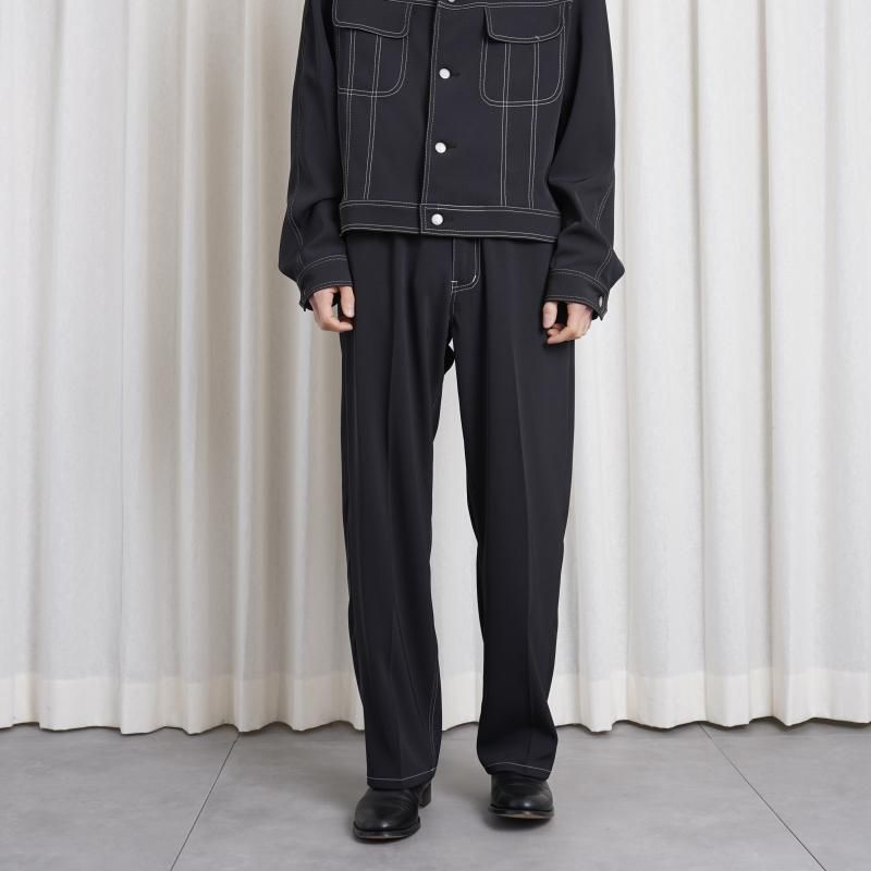 YOKE  衼5P WIDE LEG STRAIGHT PANTS  / BLACK