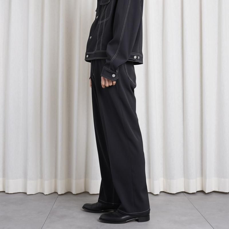 YOKE  衼5P WIDE LEG STRAIGHT PANTS  / BLACK