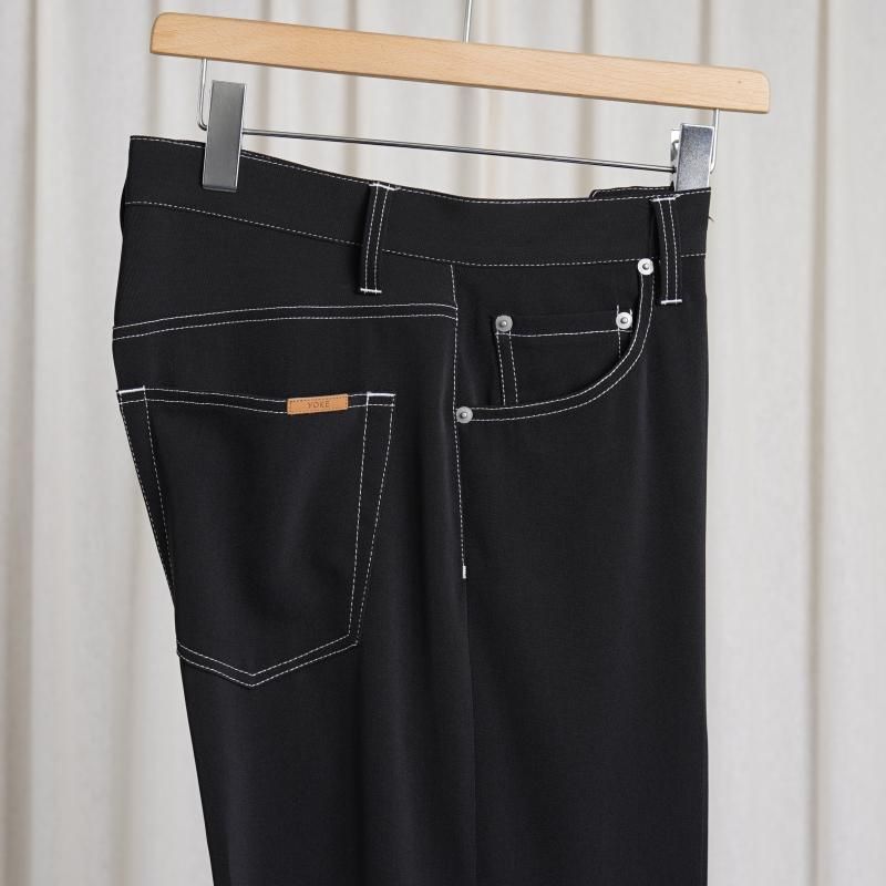 YOKE  衼5P WIDE LEG STRAIGHT PANTS  / BLACK