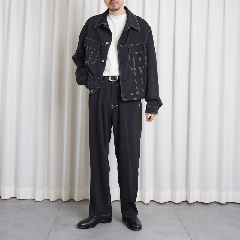 YOKE  衼5P WIDE LEG STRAIGHT PANTS  / BLACK