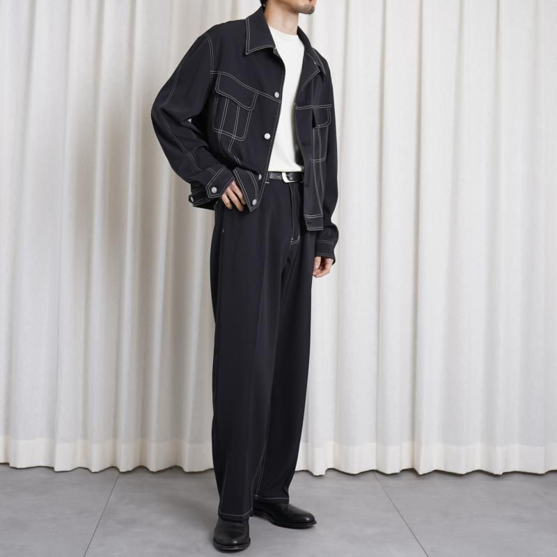 YOKE  衼5P WIDE LEG STRAIGHT PANTS  / BLACK