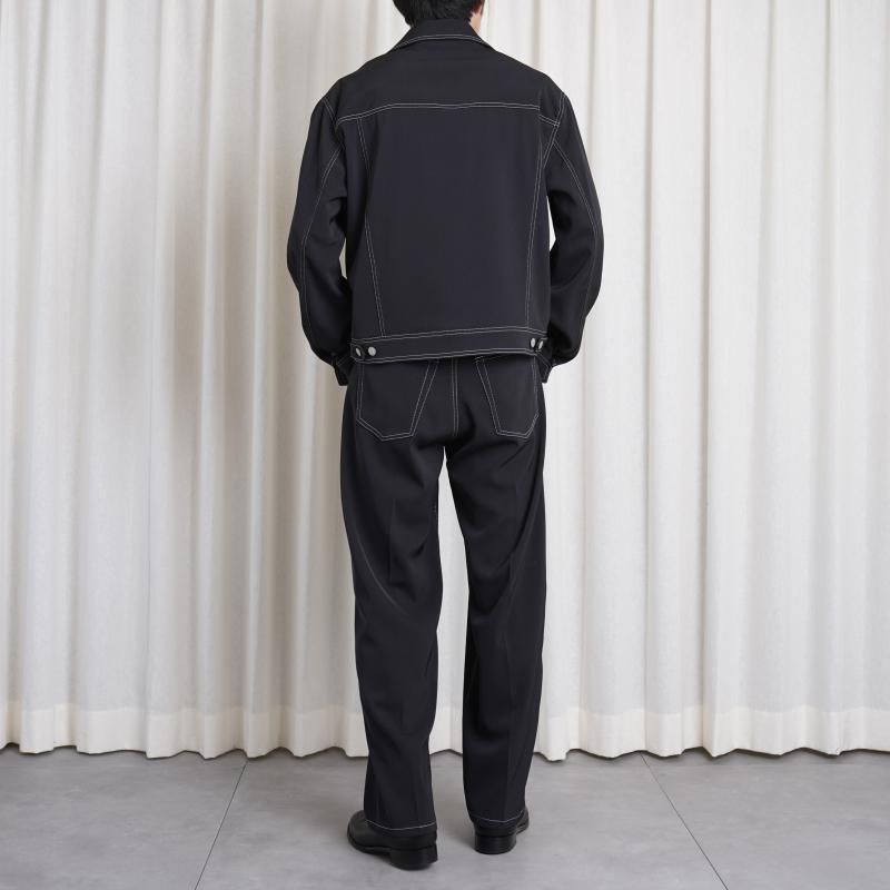 YOKE  衼5P WIDE LEG STRAIGHT PANTS  / BLACK