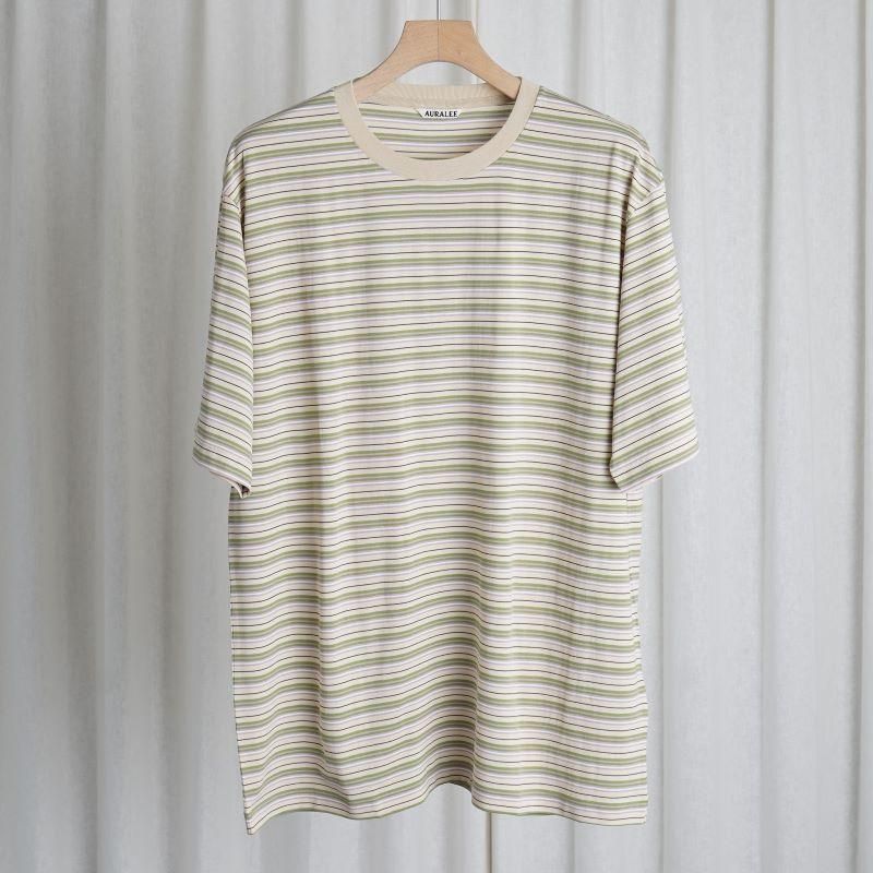 24SSۡAURALEE ꡼HARD TWIST COTTON BORDER TEE / BEIGE BORDER