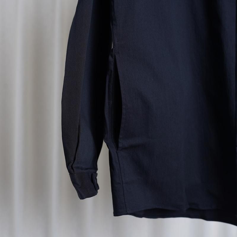 YAECA 䥨 COMFORT SHIRT STAND COLLAR SHIRT / NAVY