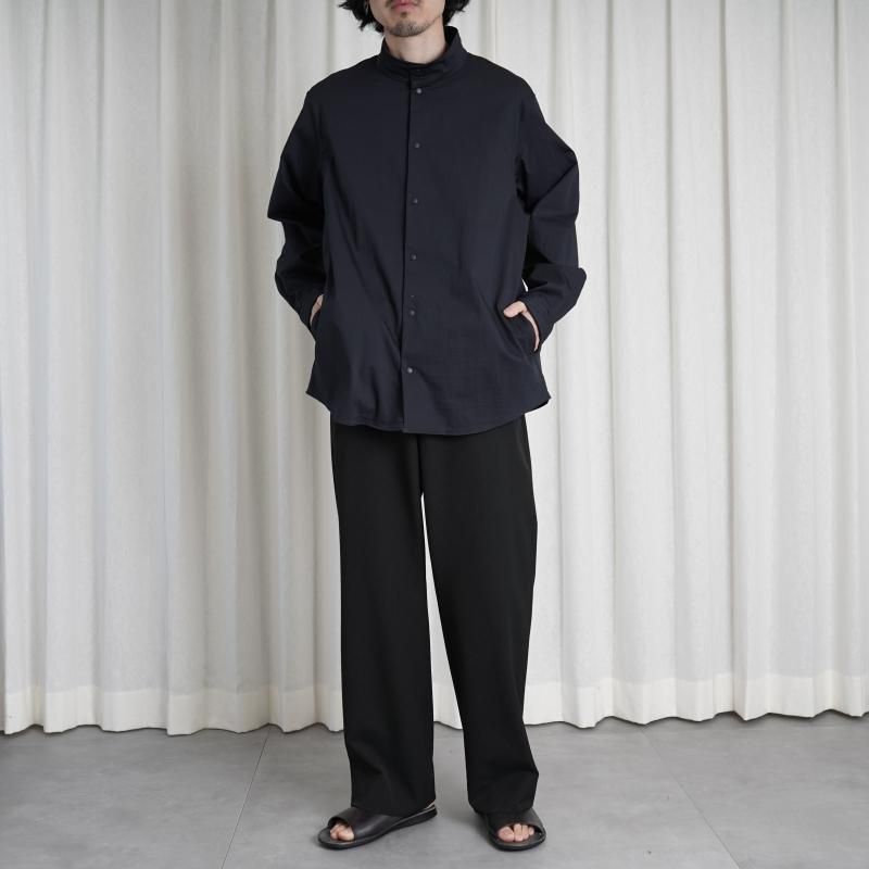 YAECA 䥨 COMFORT SHIRT STAND COLLAR SHIRT / NAVY