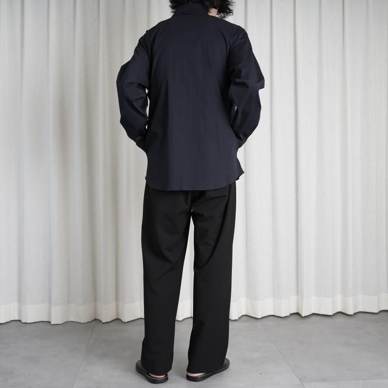 YAECA 䥨 COMFORT SHIRT STAND COLLAR SHIRT / NAVY